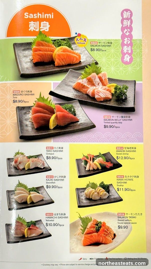 Sashimi Menu