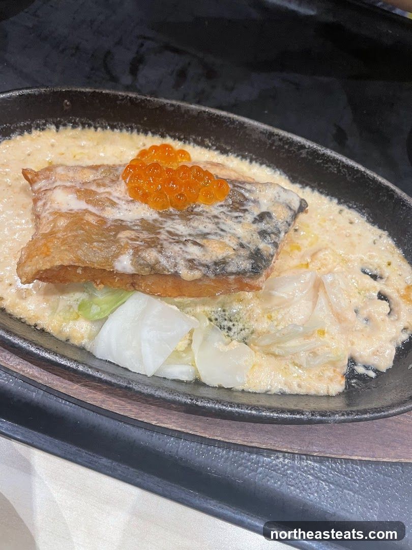 Salmon with Roe and Cabbage