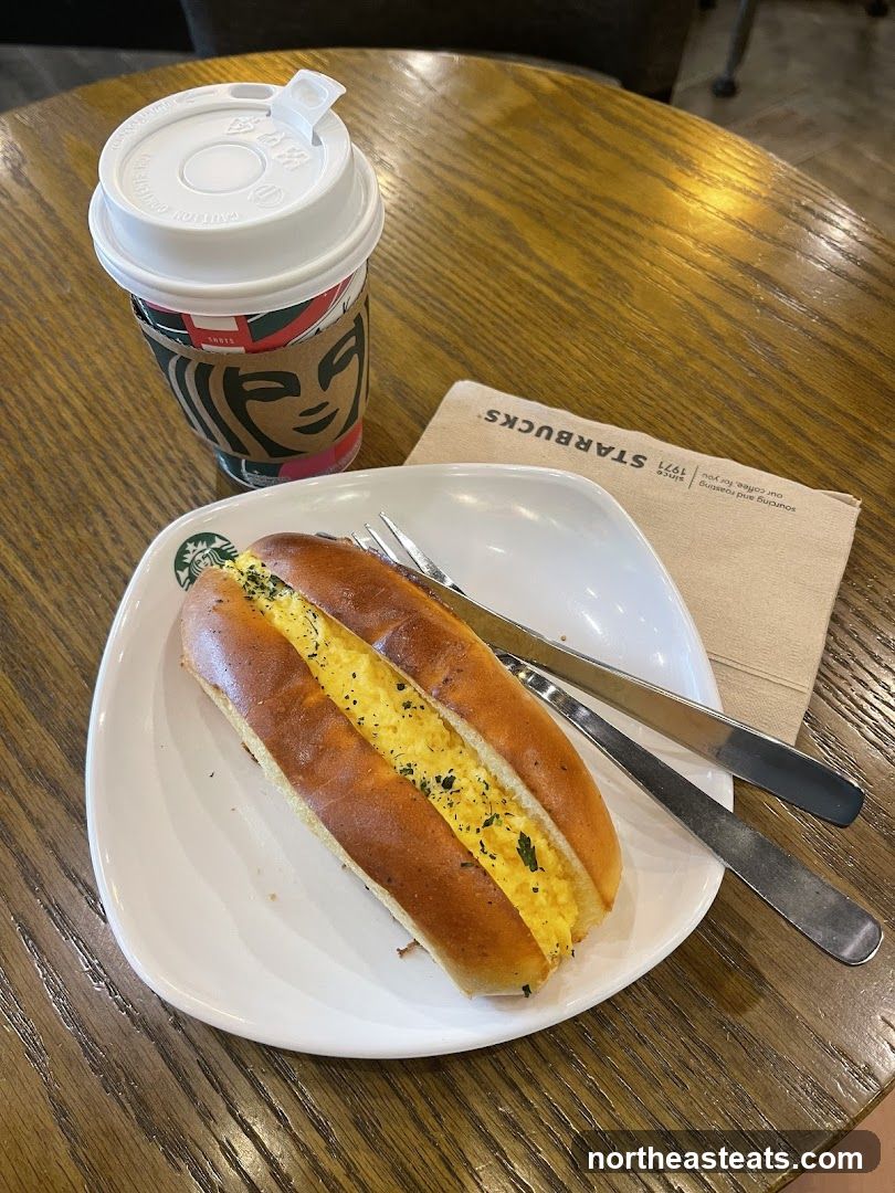 Starbucks Coffee and Egg Sandwich