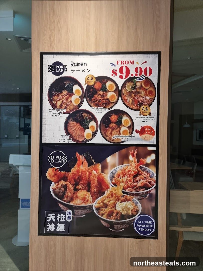 NO PORK NO LARD Ramen and Tendon Menu