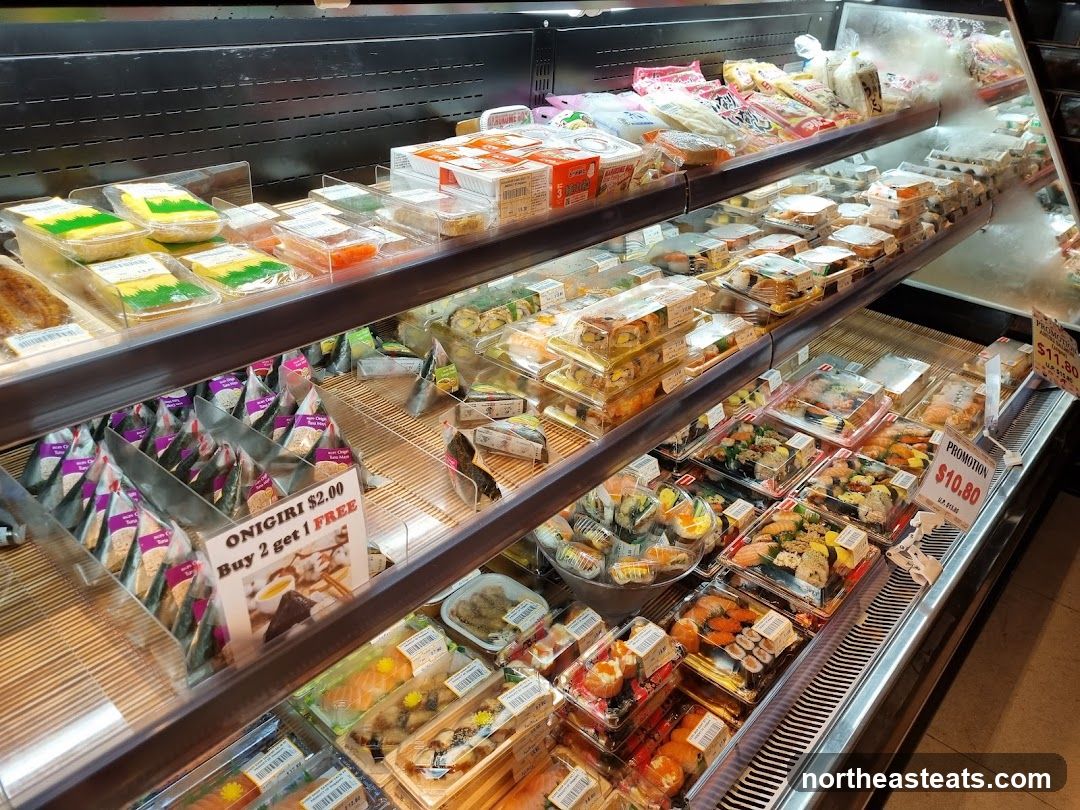 Refrigerated Display Case with Sushi and Onigiri
