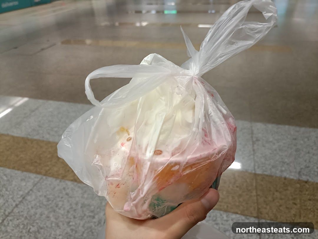 Dessert in a plastic bag