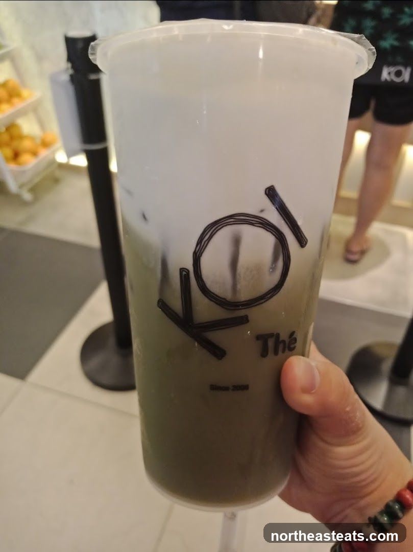 Matcha drink with foam