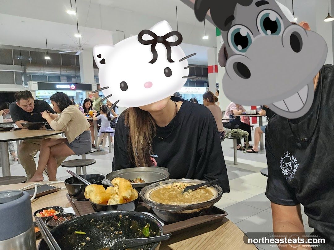 People eating at a food court
