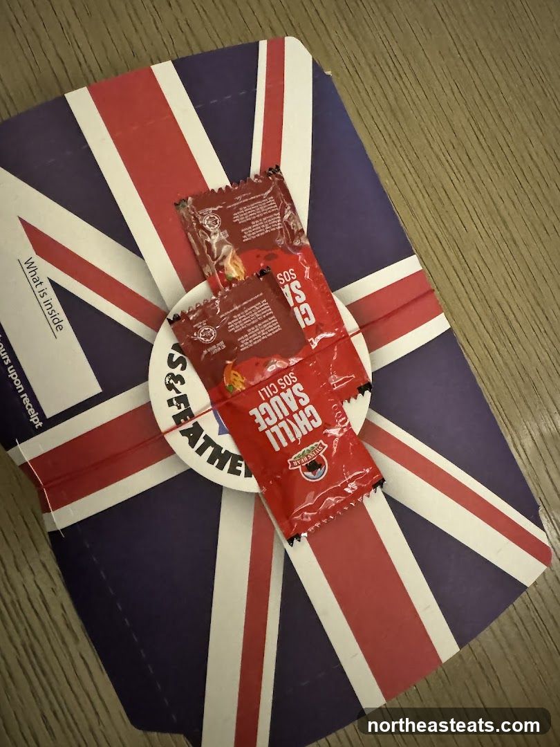 Chilli Sauce Packets on Union Jack Themed Packaging