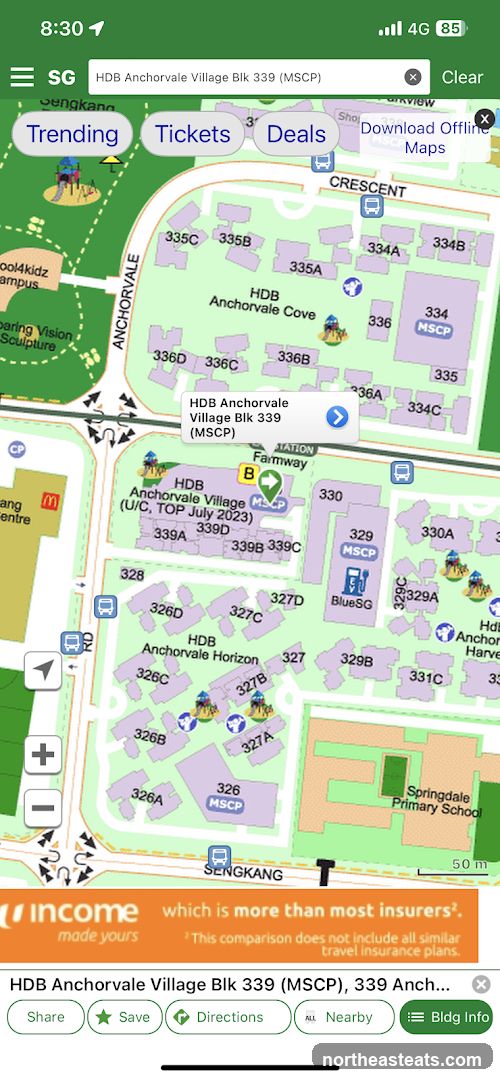 Map of HDB Anchorvale Village
