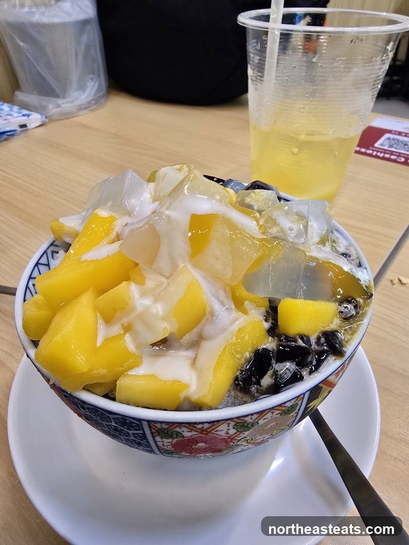 Mango shaved ice dessert