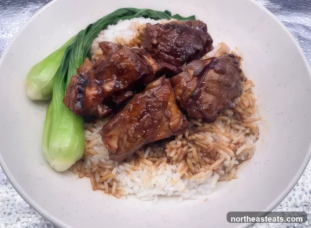 Braised Pork Ribs with Rice and Bok Choy