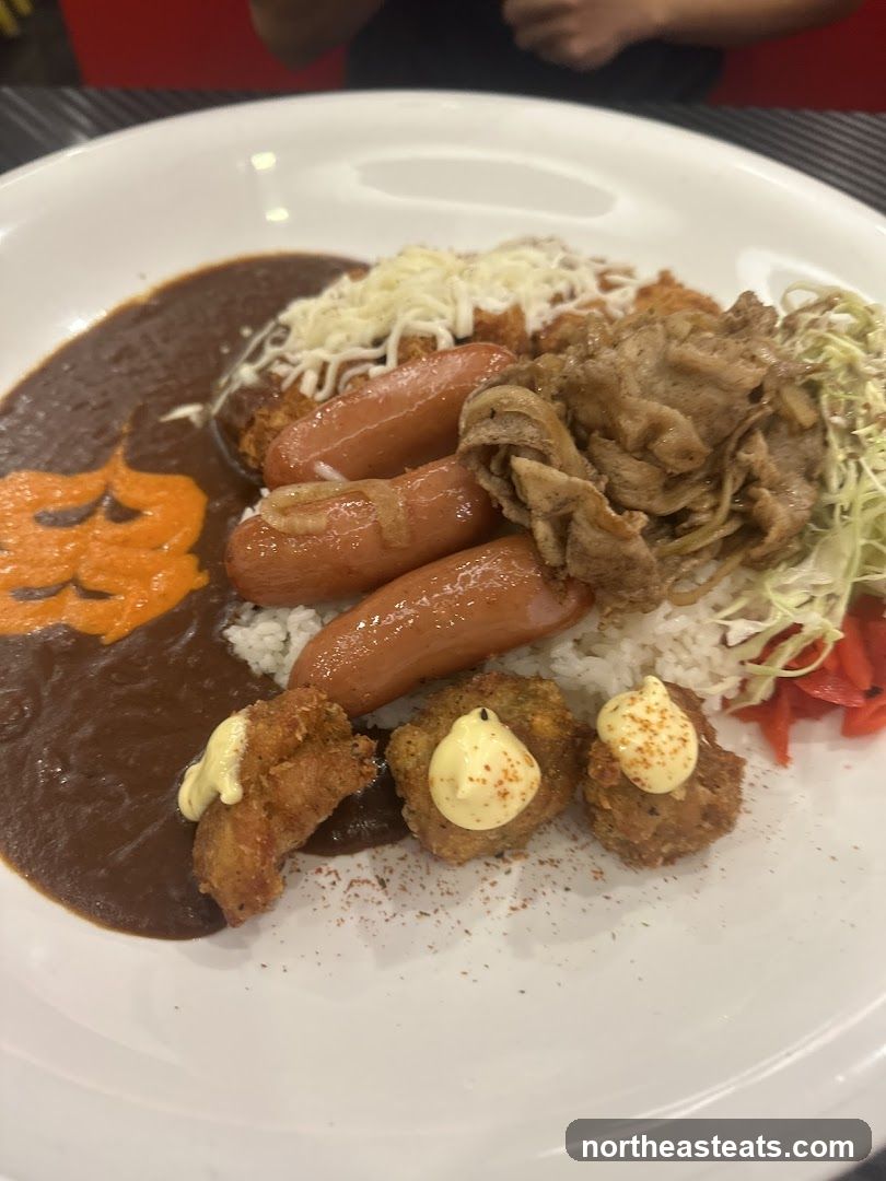 Curry Rice with Sausages and Fried Chicken