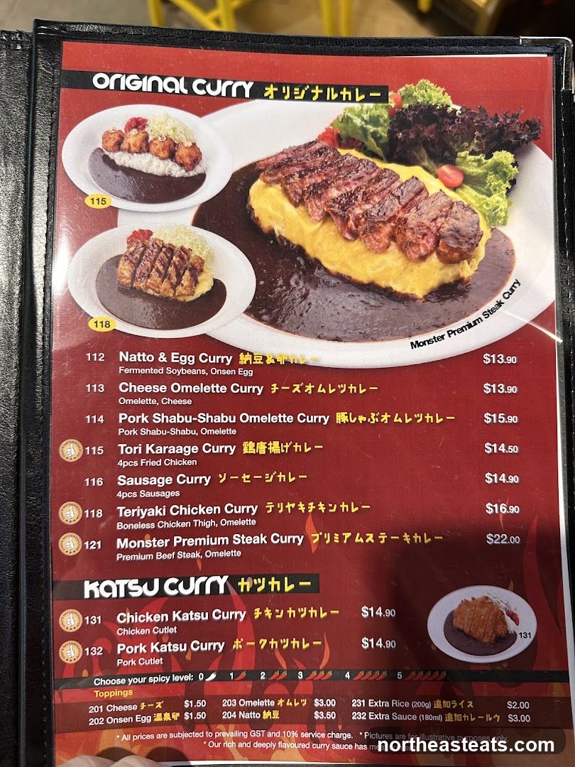 Original Curry & Katsu Curry Menu