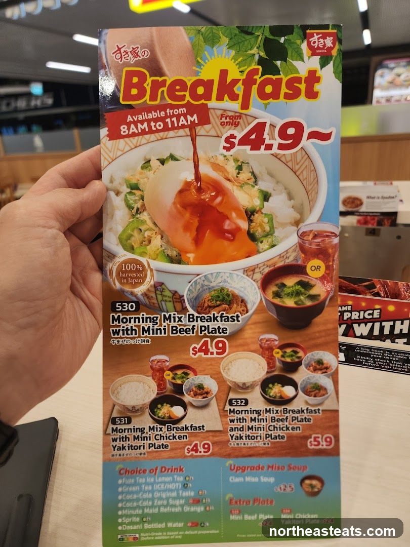 Sukiya Breakfast Menu