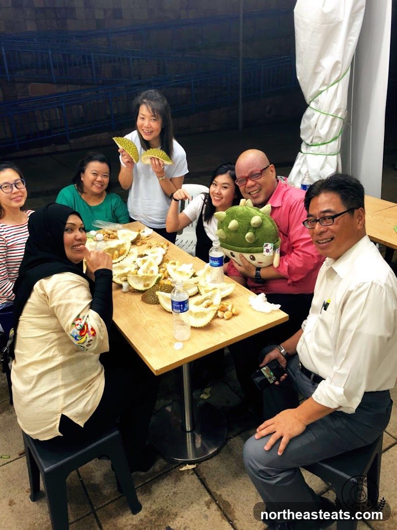 Group enjoying durian