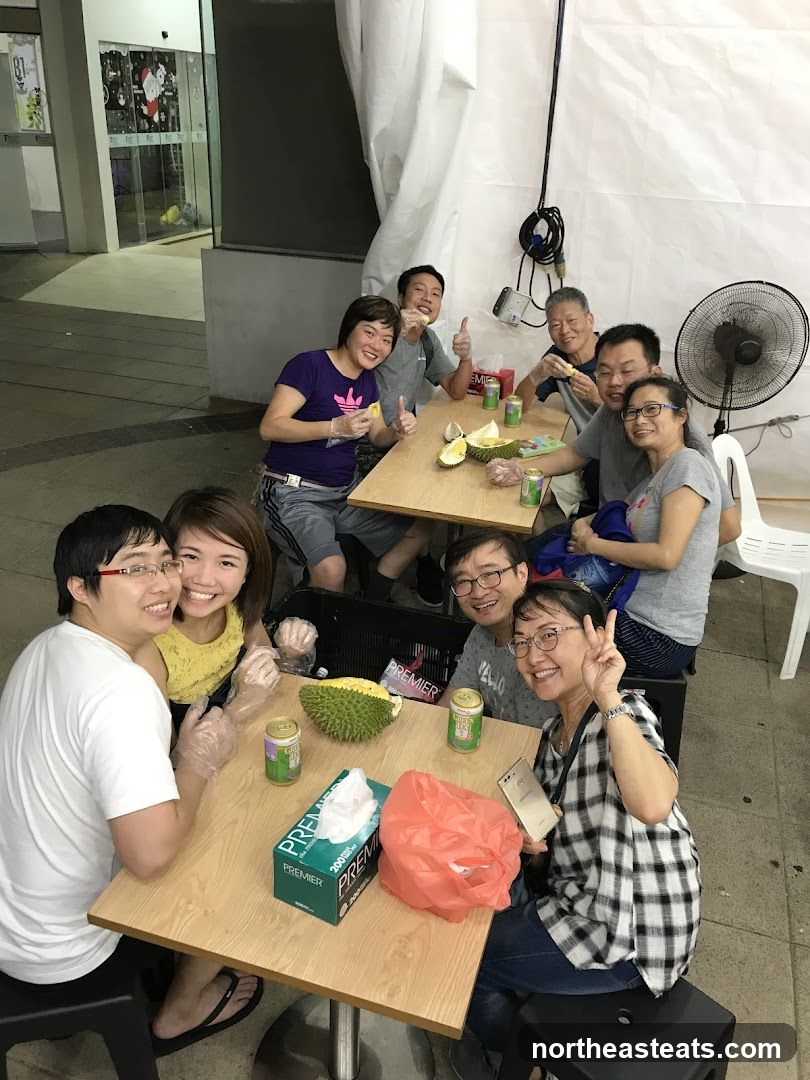 Group enjoying durian
