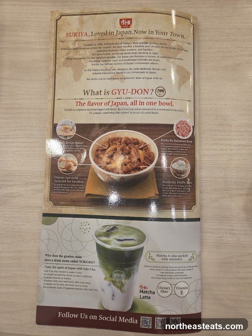 Sukiya Gyudon and Matcha Latte Menu