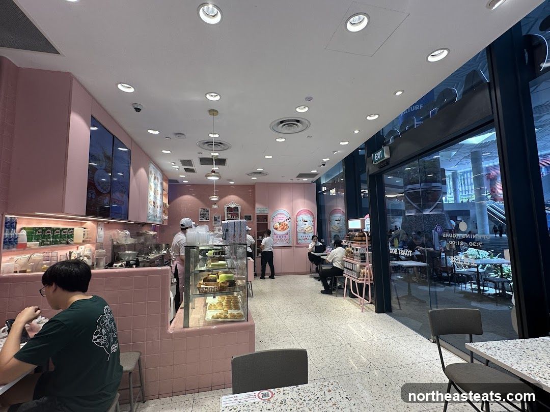 Interior of a pink-themed cafe