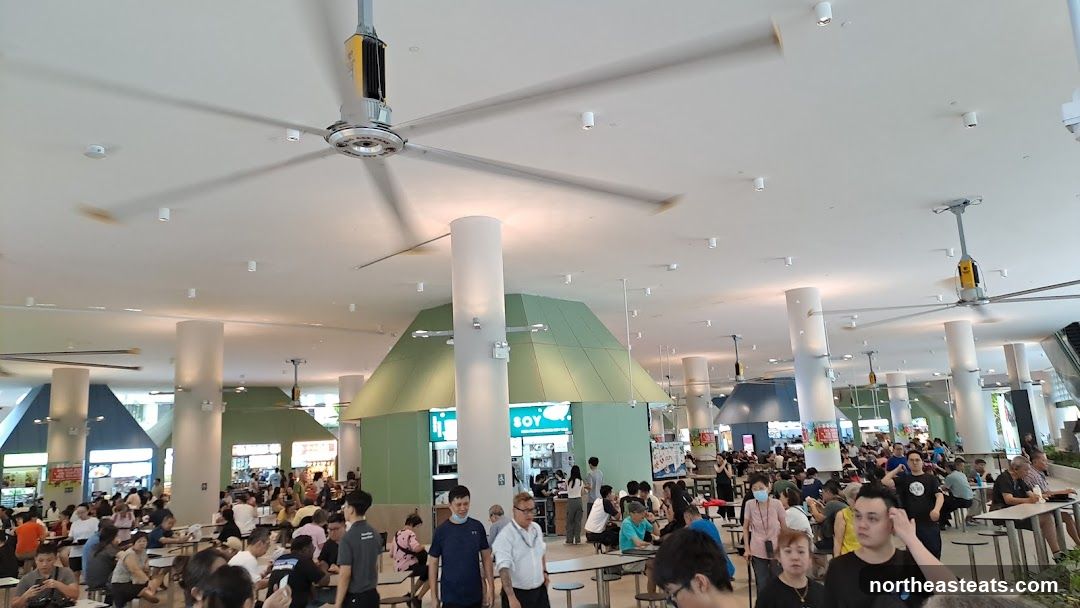 Busy Food Court with Large Fans