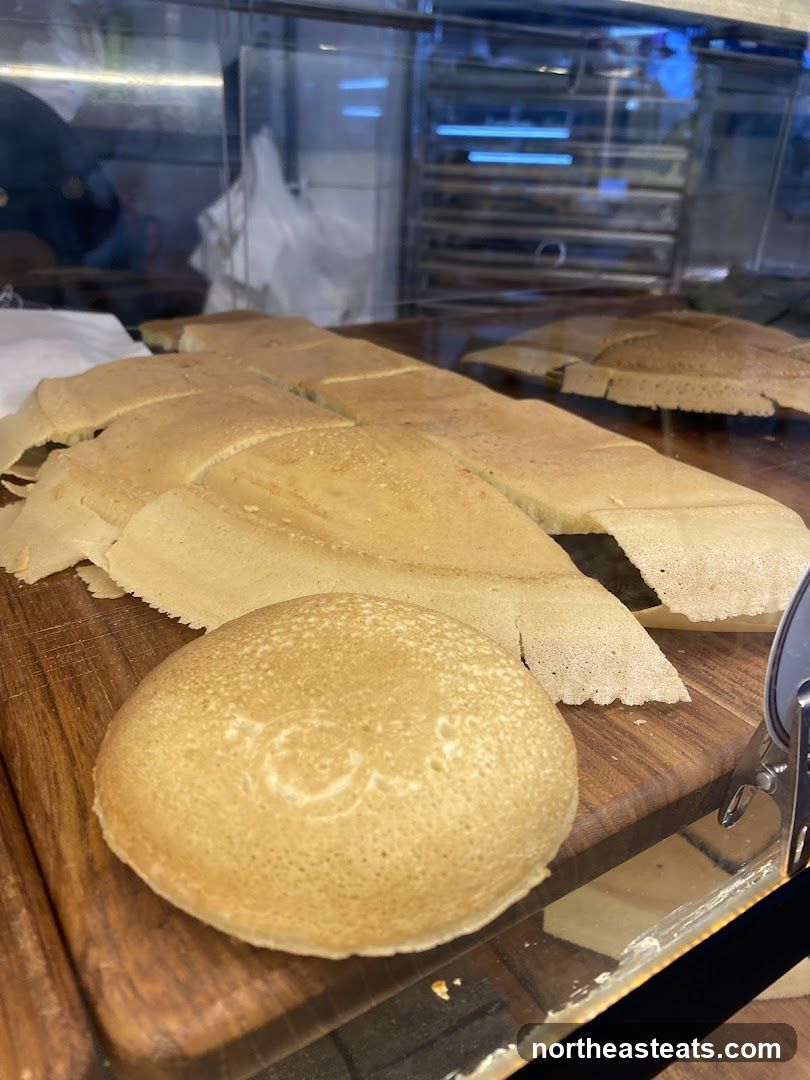 Pancakes in a display case