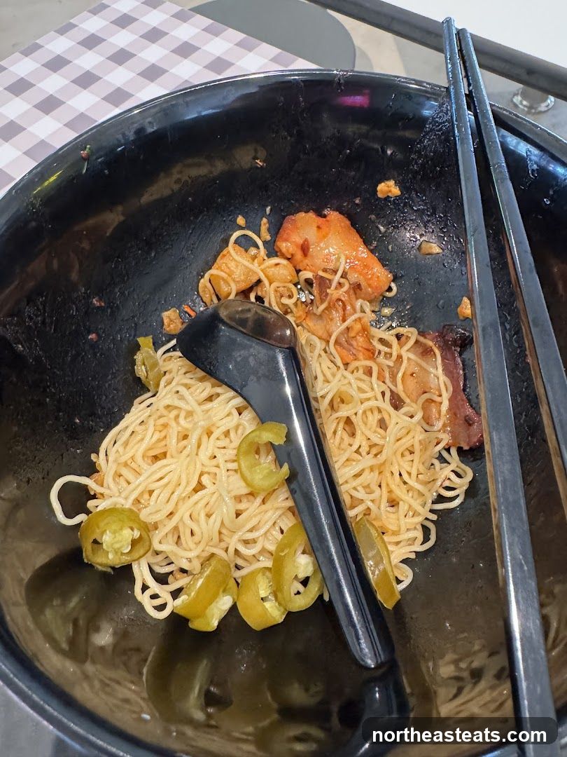 Noodles with Meat and Jalapenos