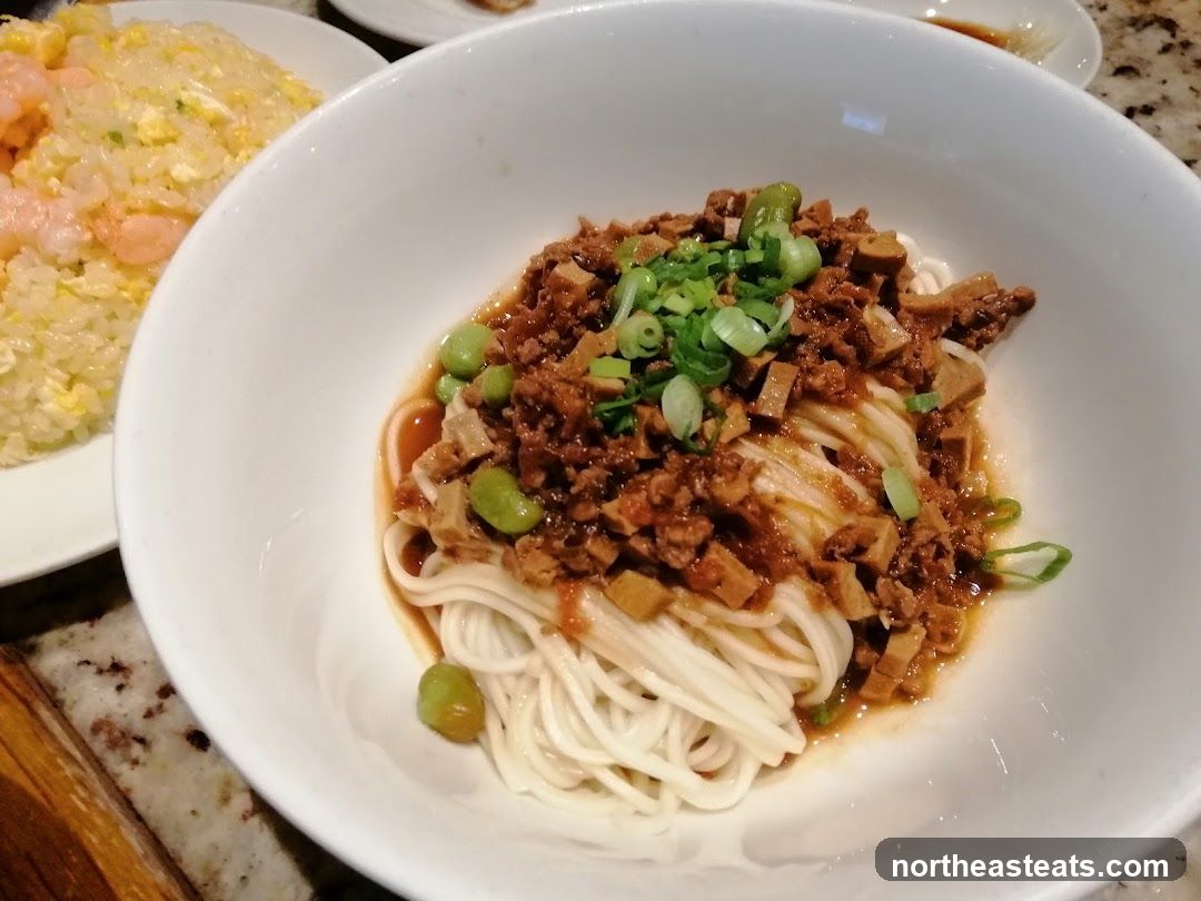 Noodles with Toppings and Fried Rice
