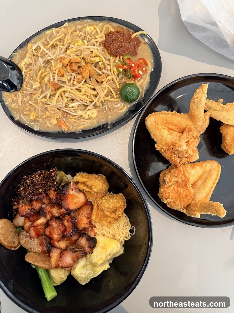 Three dishes of food