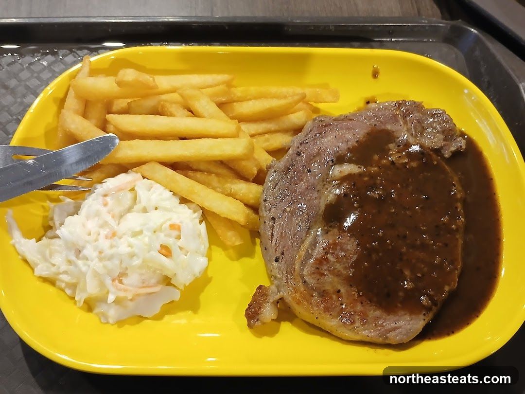 Steak with Fries and Coleslaw