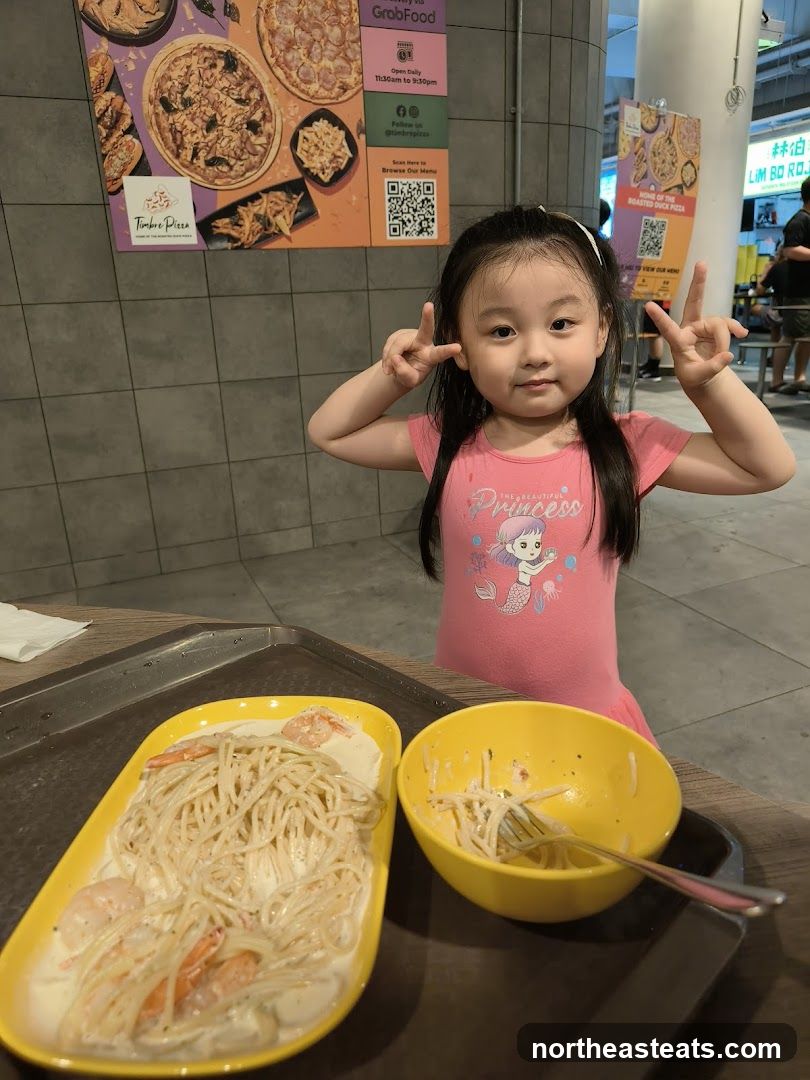 Young Girl Posing with Pasta