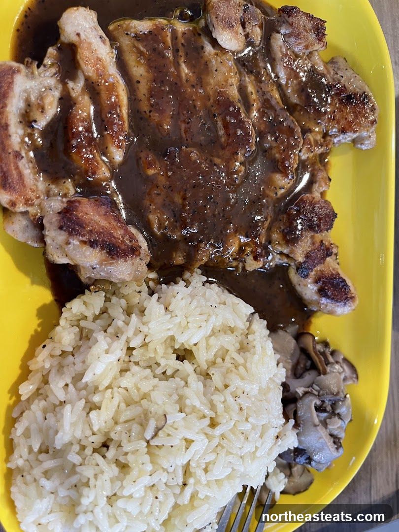 Pork Chop with Rice and Mushrooms