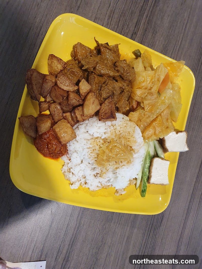 Rice dish with various toppings