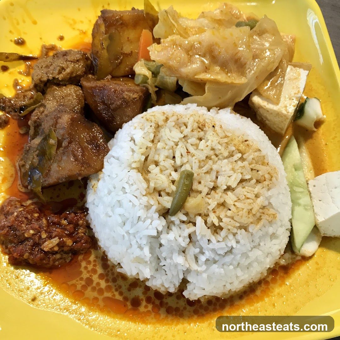 Plate of Rice with Curry and Sides