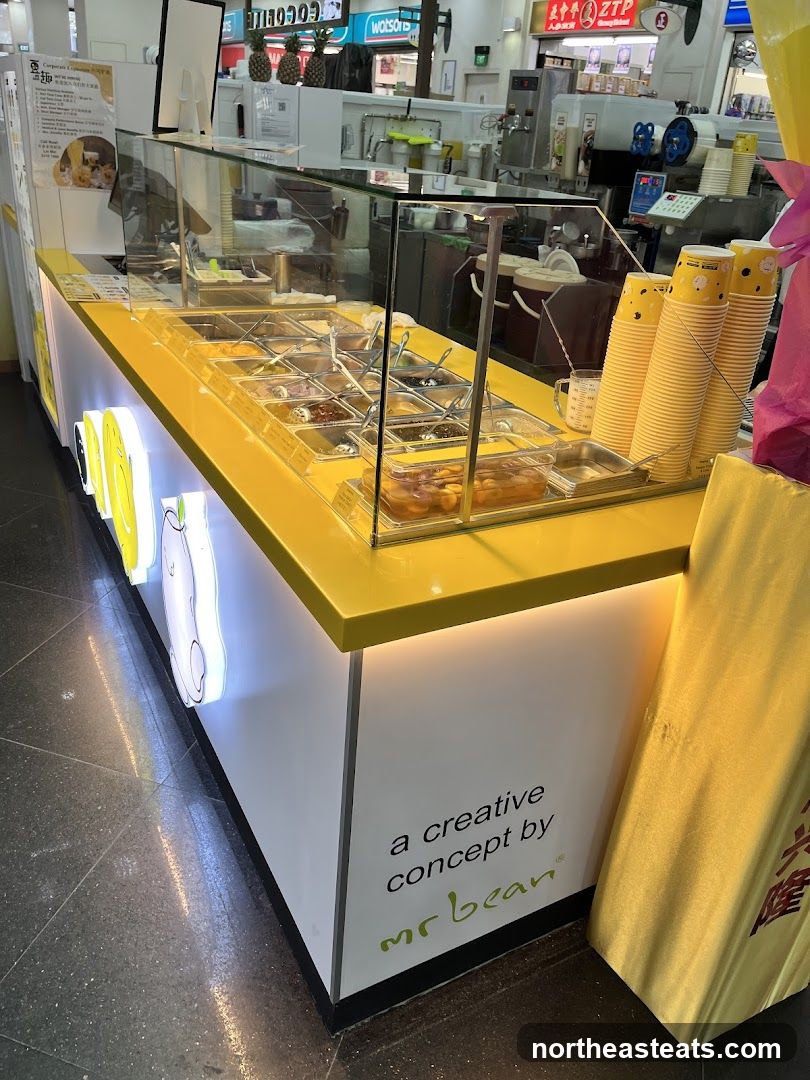 Dessert kiosk with toppings
