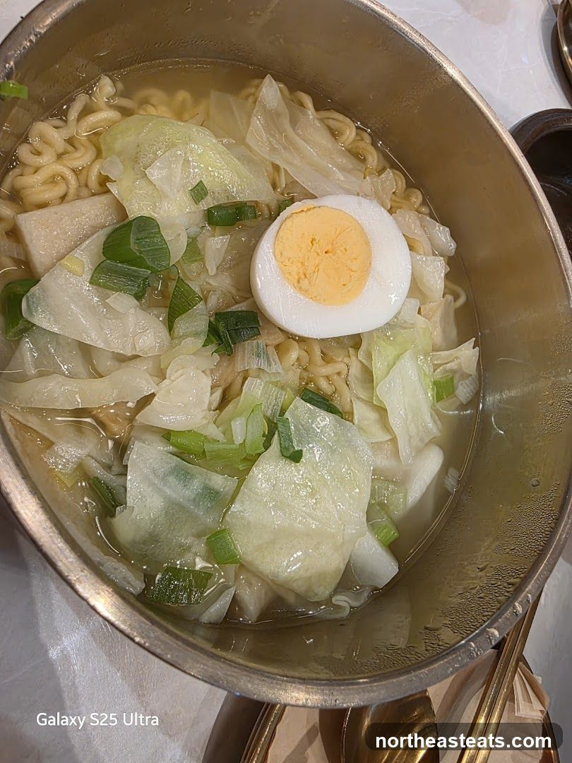 Noodle Soup with Egg and Cabbage