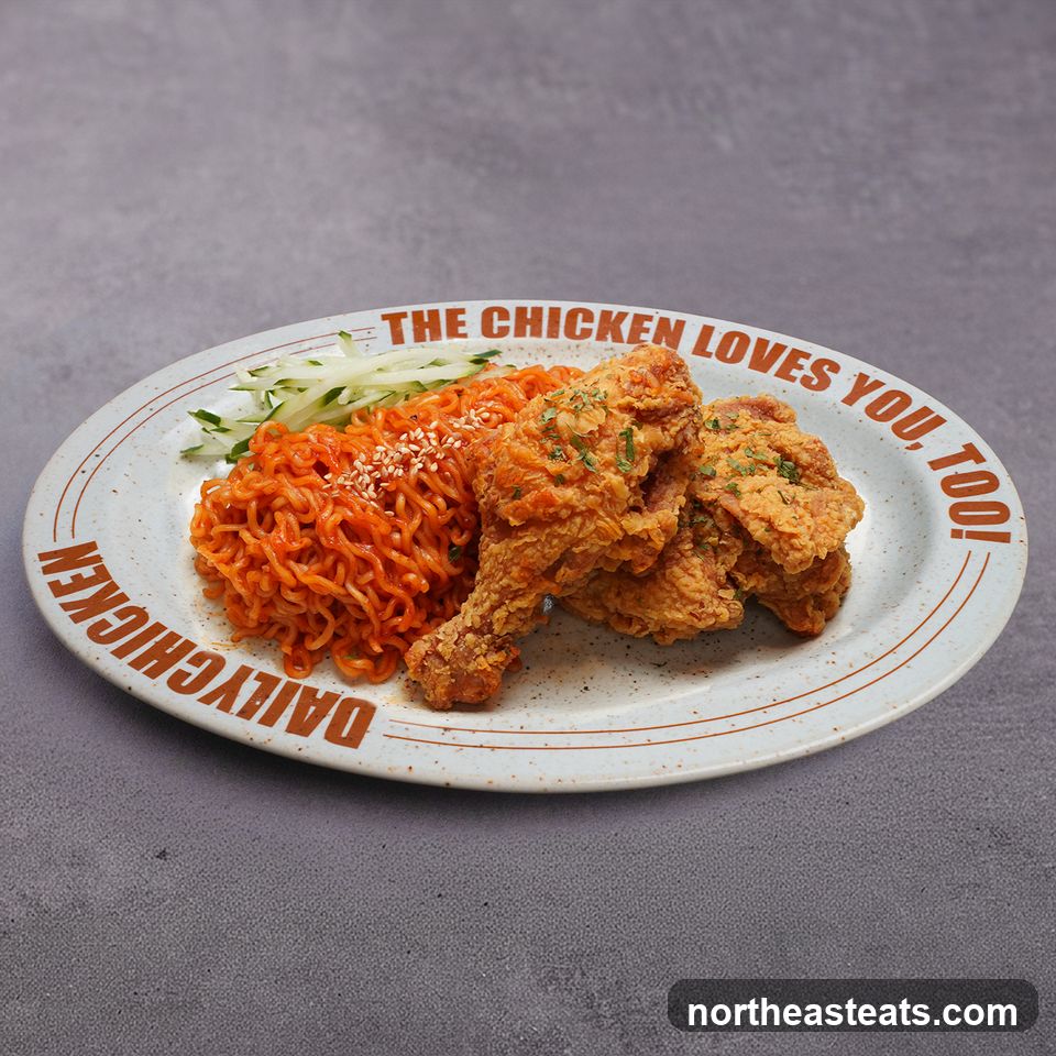 Fried Chicken with Spicy Noodles