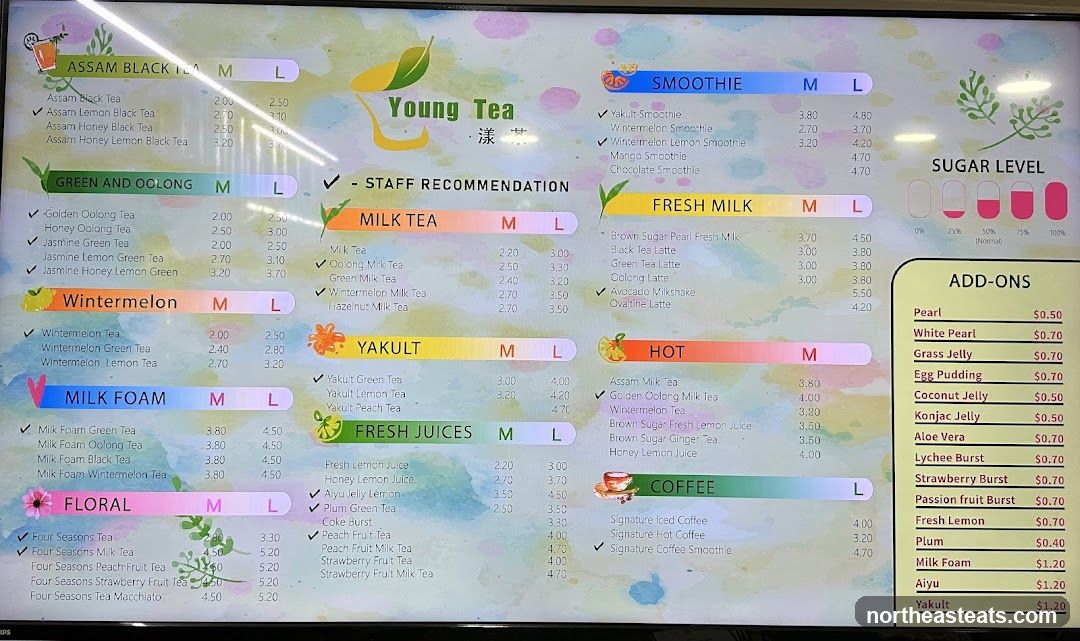 Young Tea Menu
