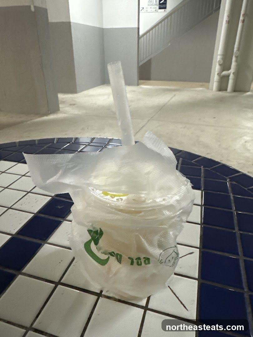Beverage in a plastic bag