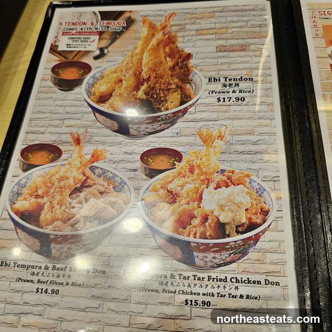 Tendon & Tempura Menu
