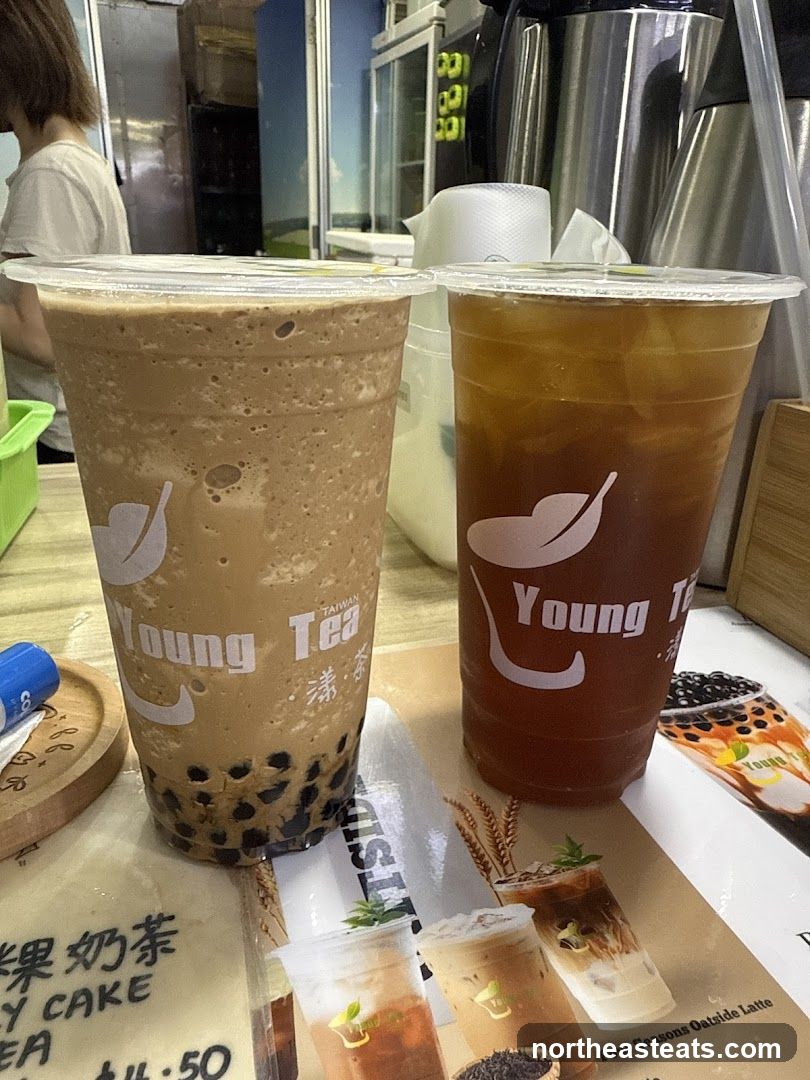 Two bubble tea drinks