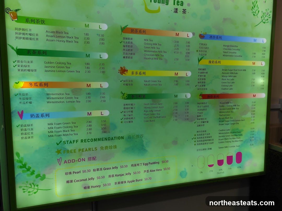 Young Tea Menu