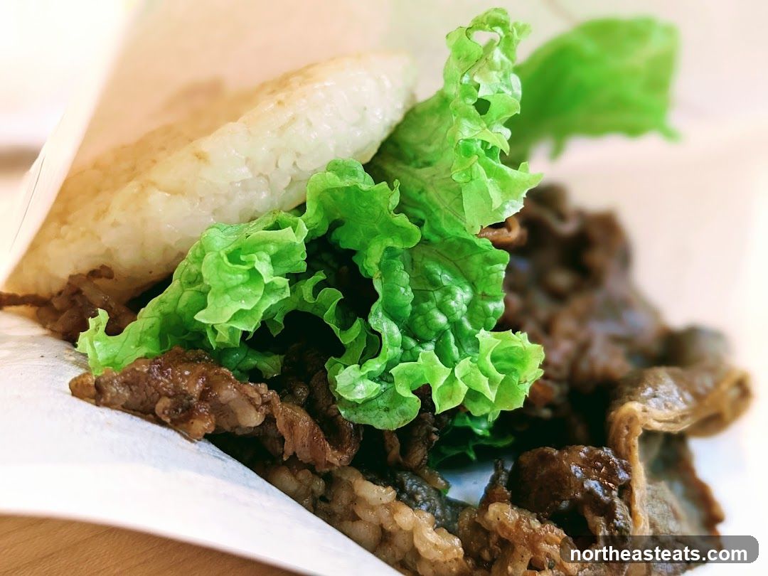Rice Burger with Beef and Lettuce