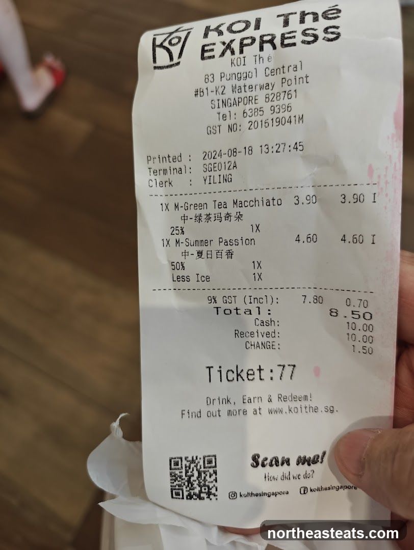 KOI The EXPRESS Receipt