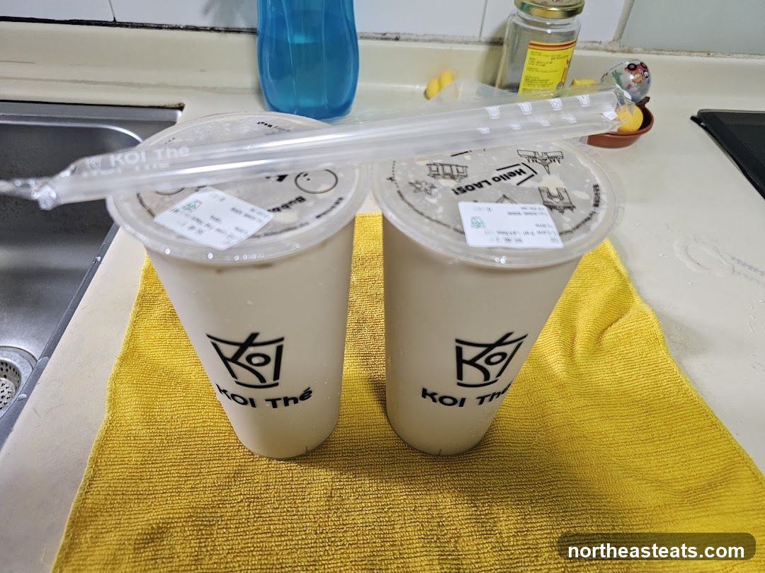Two bubble tea drinks