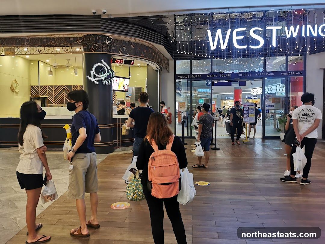 People queuing at a mall