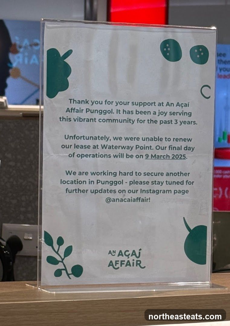 An Açaí Affair Punggol Closure Notice