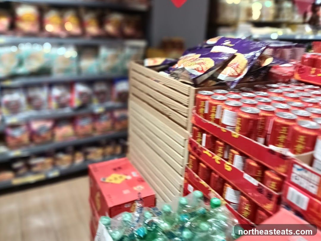 Cans and Snacks in a Store