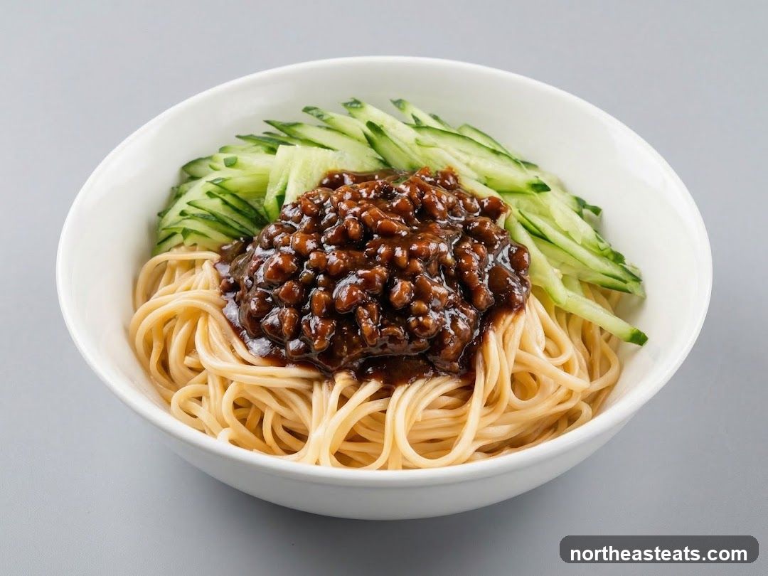 Noodles with Meat Sauce and Cucumber