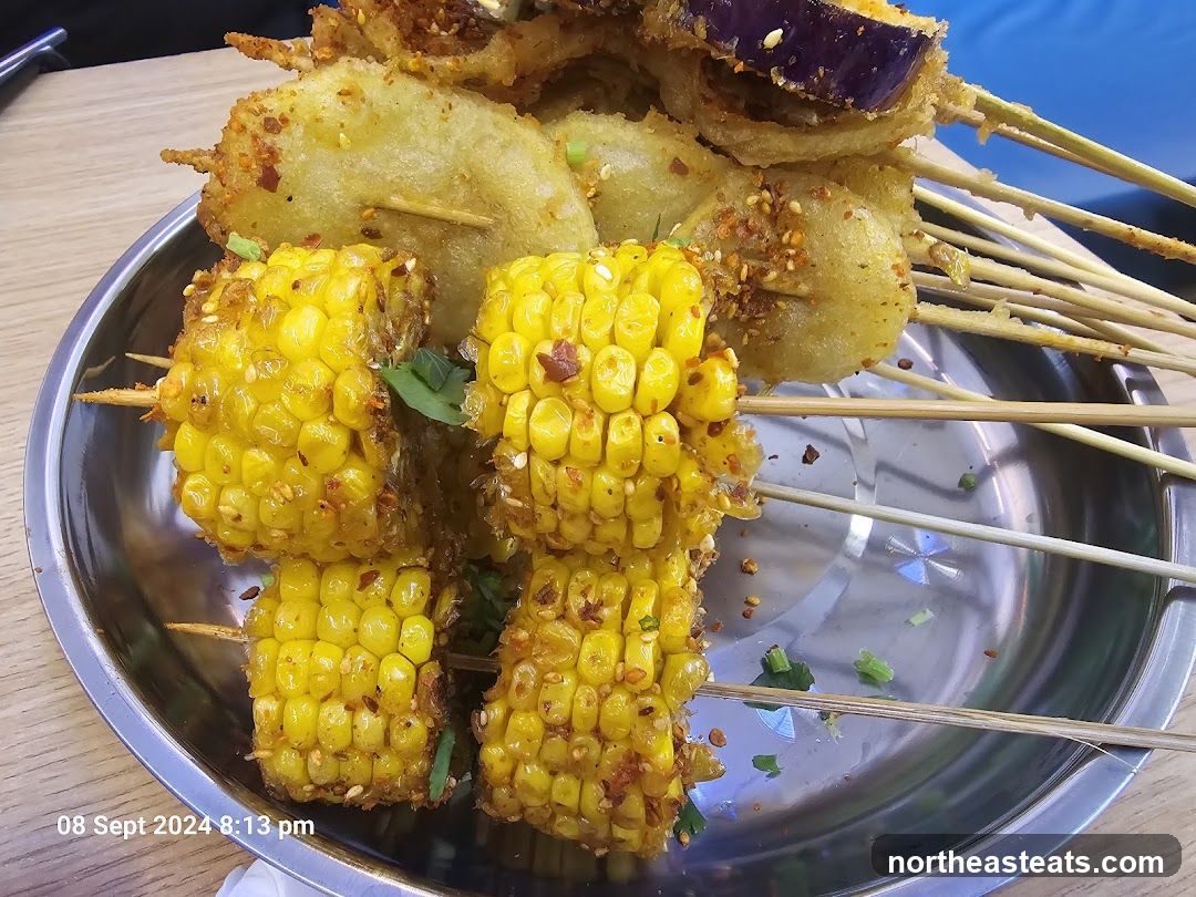 Corn and Eggplant Skewers