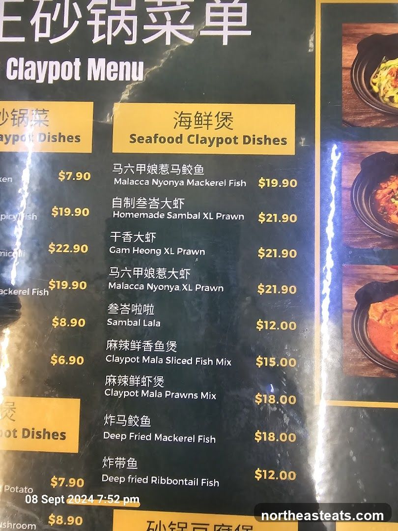 Claypot Menu