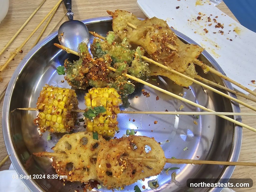 Skewers of fried food