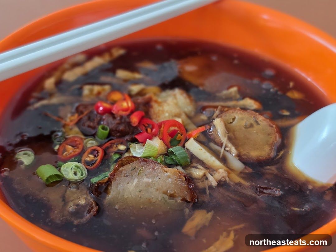 Noodle Soup with Chili and Meatballs