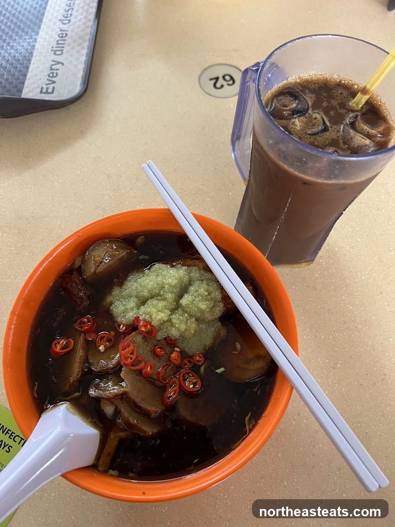 Noodle Soup and Iced Coffee