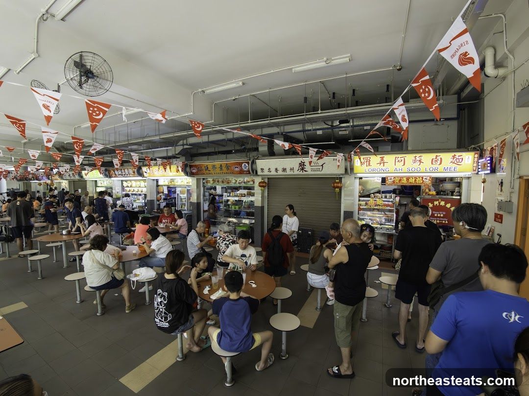 Busy Food Court with People Dining